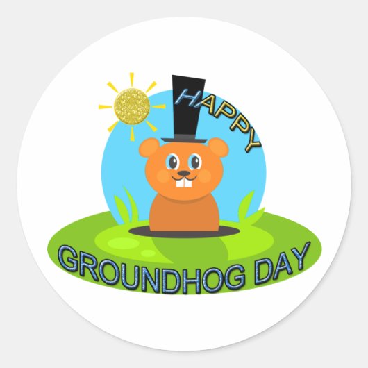 Happy Groundhog Day Sunshine Ronde Sticker (Voorkant)