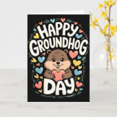 Happy Groundhog Day T-shirt Grappige Groundhog Day Kaart (Gele Bloem)
