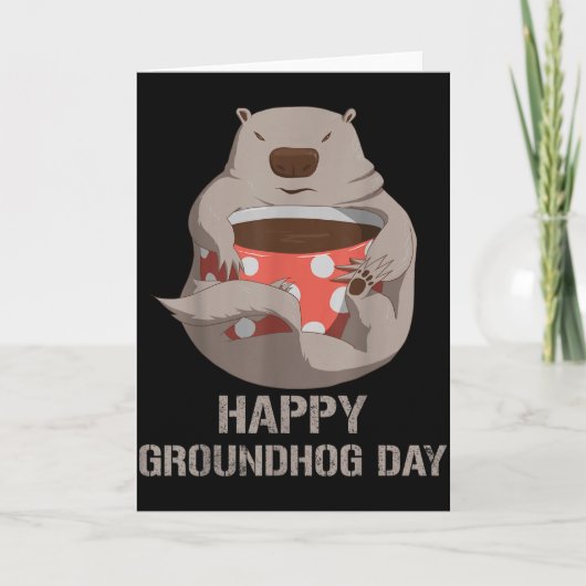 Happy Groundhog Day Tee Funny Coffee Lover Retro M Kaart (Voorkant)