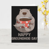 Happy Groundhog Day Tee Funny Coffee Lover Retro M Kaart (Gele Bloem)