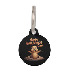 Happy Groundhog Day vieren met Humor, plezier Huisdierpenning