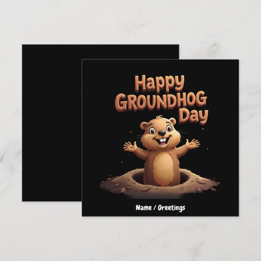 Happy Groundhog Day vieren met Humor, plezier Kaart (Voorkant / Achterkant)