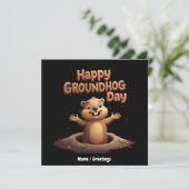 Happy Groundhog Day vieren met Humor, plezier Kaart (Staand voorkant)