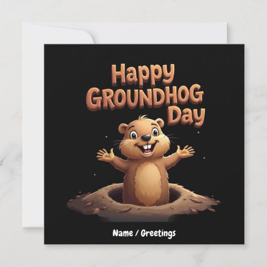 Happy Groundhog Day vieren met Humor, plezier Kaart (Voorkant)