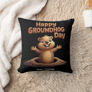 Happy Groundhog Day vieren met Humor, plezier Kussen