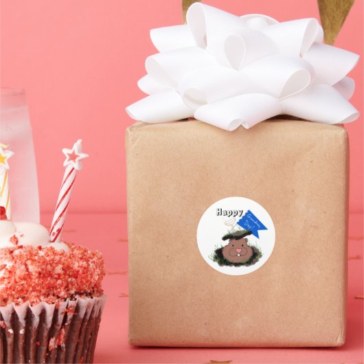 Happy Groundhog Day viering Ronde Sticker (Feest)