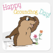 Happy Groundhog Day Vierkante Sticker (Voorkant)