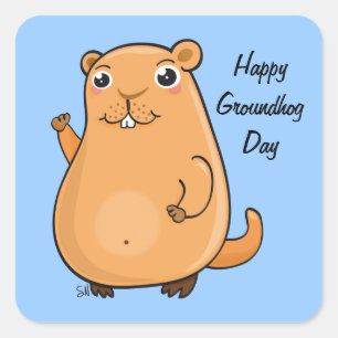 Happy Groundhog Day Vierkante Sticker