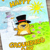 Happy Groundhog Day wenskaart Feestdagen Kaart