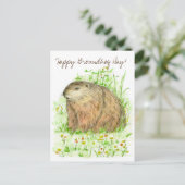 Happy Groundhog Day Woodchuck Animal Art Briefkaart (Staand voorkant)