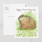 Happy Groundhog Day Woodchuck Animal Art Briefkaart (Voorkant / Achterkant)