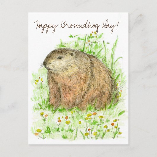 Happy Groundhog Day Woodchuck Animal Art Briefkaart (Voorkant)