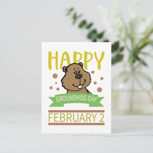 Happy Groundhog's Day 2 februari Briefkaart (Staand voorkant)