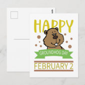 Happy Groundhog's Day 2 februari Briefkaart (Voorkant / Achterkant)
