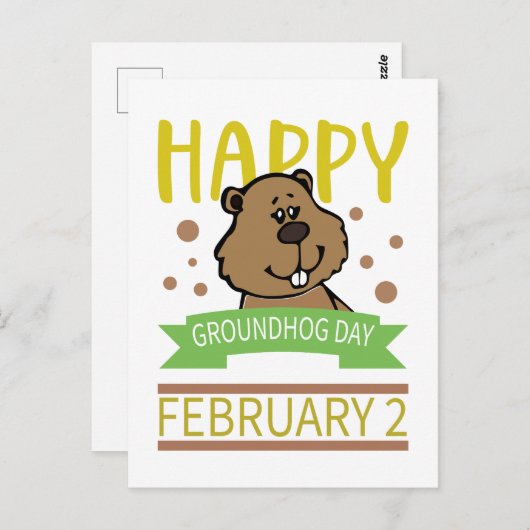 Happy Groundhog's Day 2 februari Briefkaart (Voorkant / Achterkant)