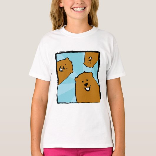 Happy Groundhogs met glimlach T-Shirt (Voorkant)
