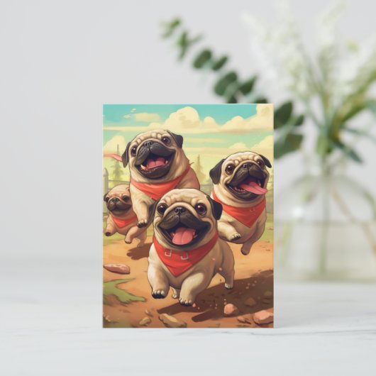 Happy Grumble van Pugs Briefkaart (Staand voorkant)