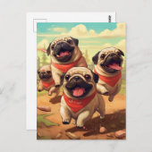 Happy Grumble van Pugs Briefkaart (Voorkant / Achterkant)