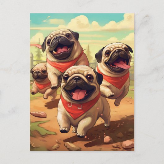 Happy Grumble van Pugs Briefkaart (Voorkant)