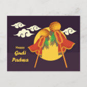 Happy Gudi Padwa die de gudi opvoedt Uitnodiging Briefkaart (Voorkant)