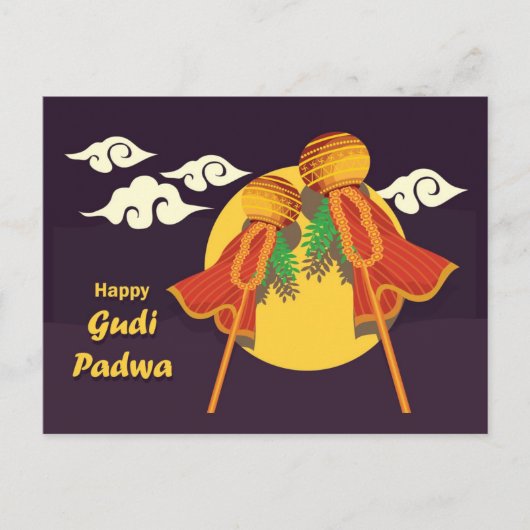 Happy Gudi Padwa die de gudi opvoedt Uitnodiging Briefkaart (Voorkant)