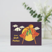 Happy Gudi Padwa die de gudi opvoedt Uitnodiging Briefkaart (Staand voorkant)