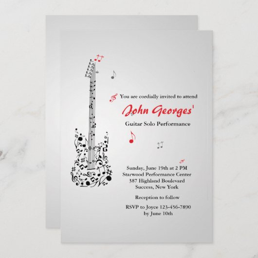 Happy Guitar-uitnodiging Kaart (Voorkant / Achterkant)