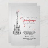 Happy Guitar-uitnodiging Kaart (Voorkant / Achterkant)