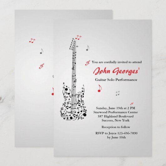 Happy Guitar-uitnodiging Kaart (Voorkant / Achterkant)