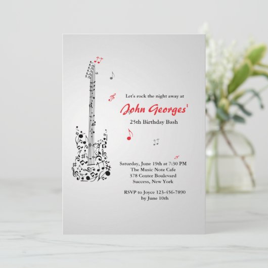 Happy Guitar-uitnodiging Kaart (Staand voorkant)