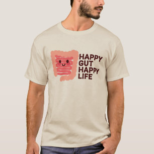 Happy Gut, Happy Life - Schattigee glimlachende De T-shirt