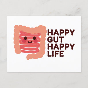 Happy Gut, Happy Life - Schattigee lachende darm Feestdagenkaart