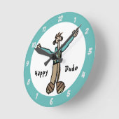 Happy guy Wall Clock Ronde Klok (Hoek)