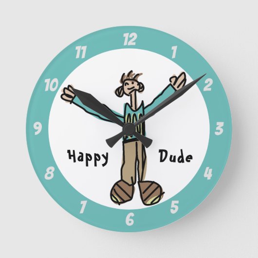 Happy guy Wall Clock Ronde Klok (Voorkant)