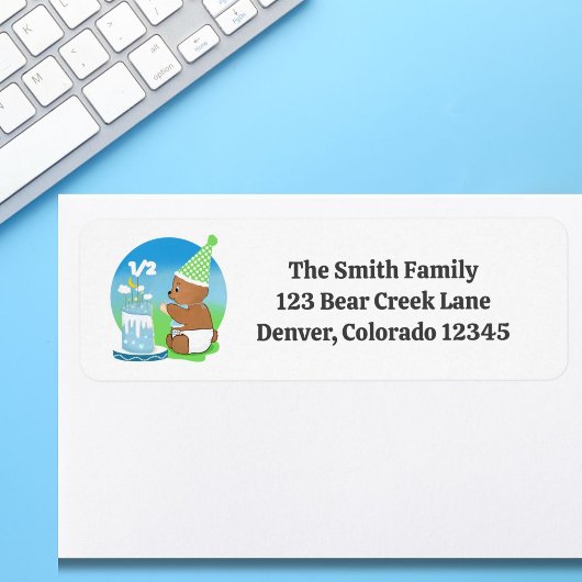 Happy Half Birthday Baby Beer met taart Etiket