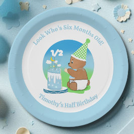 Happy Half Birthday Baby Beer met taartfeest Papieren Bordje