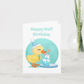 Happy Half Birthday Baby Duck met Taart Kaart (Voorkant)