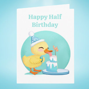Happy Half Birthday Baby Duck met Taart Kaart