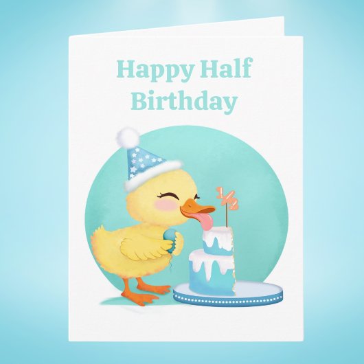 Happy Half Birthday Baby Duck met Taart Kaart
