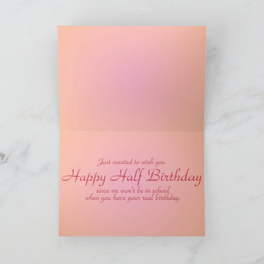 Happy Half Birthday Card Feestdagen Kaart (Binnen)