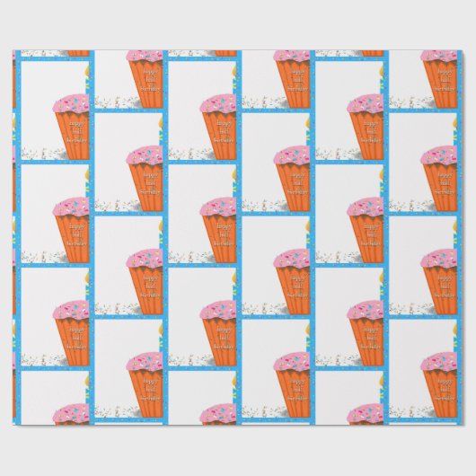 Happy Half Birthday Cupcake Cadeaupapier (Vlak)