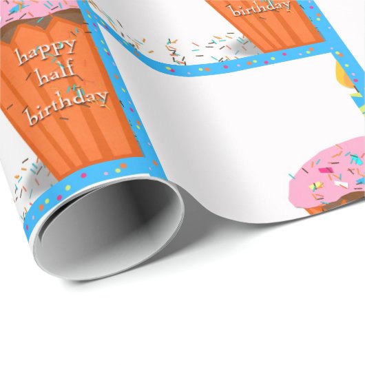 Happy Half Birthday Cupcake Cadeaupapier (Rol Hoek)