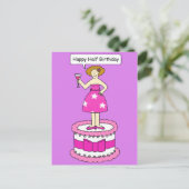 Happy Half Birthday Lady op een Cake Briefkaart (Staand voorkant)