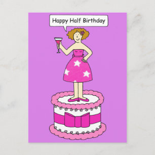 Happy Half Birthday Lady op een Cake Briefkaart