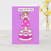Happy Half Birthday Lady op een Cake Kaart (Gele Bloem)