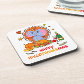 Happy Hallo Bedankt Mas Elephant Thanksgiving Gift Bier Onderzetter (Linkerzijde)