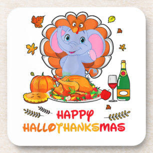 Happy Hallo Bedankt Mas Elephant Thanksgiving Gift Bier Onderzetter