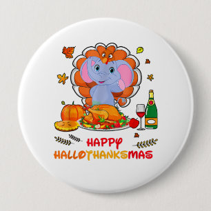 Happy Hallo Bedankt Mas Elephant Thanksgiving Gift Ronde Button 4,0 Cm