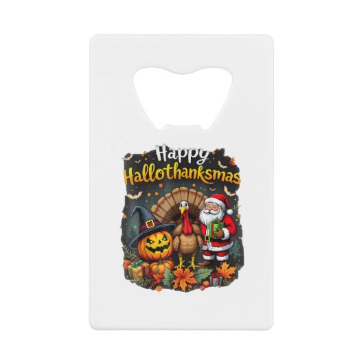 Happy Hallo Bedankt mas Merry Christmas Santa Clau Creditkaart Flessenopener (Voorkant)