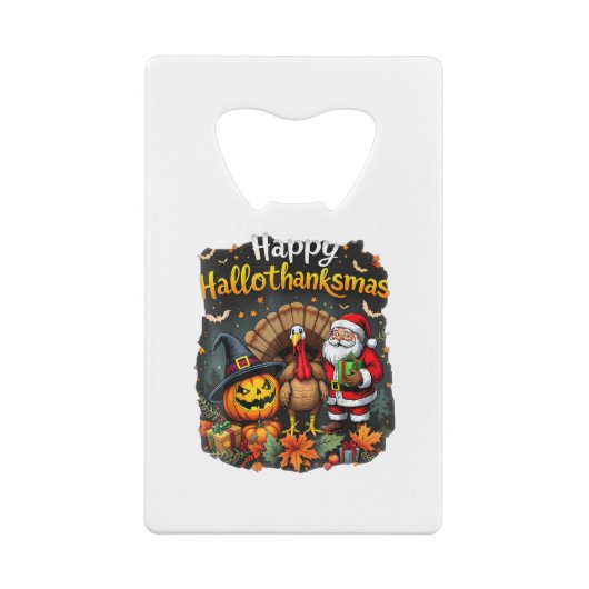 Happy Hallo Bedankt mas Merry Christmas Santa Clau Creditkaart Flessenopener (Achterkant)